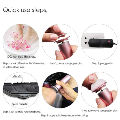 Electric Foot File (Speed Adjustable) with 60Pcs Replacement Sandpaper Disk, Professional Electric Callus Remover Pedicure Foot Sander for Callus Removal Foot Care (FCR-1 Gold) Health & Beauty > Personal Care > Foot Care I·B·N G   