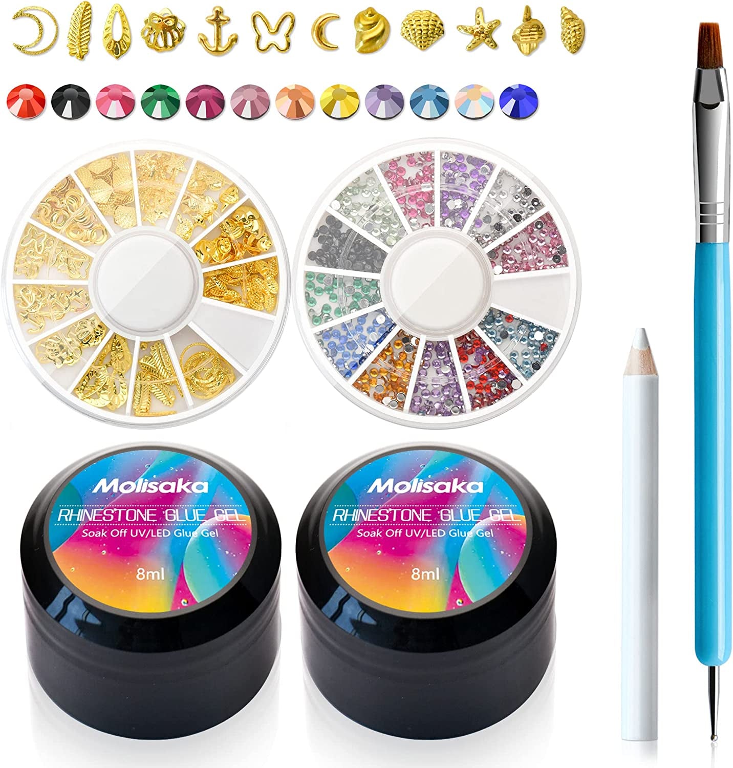 Molisaka Black Nail Art Rhinestones, Glass Flat Back Rhinestones for Nails Decorations, Bling Crystals Nail Gems for Nail Design, 3D Nail Jewels Set with Rhinestone Picker Tools (2320Pcs) Health & Beauty > Personal Care > Cosmetics > Cosmetic Tools > Nail Tools Molisaka Metallic  