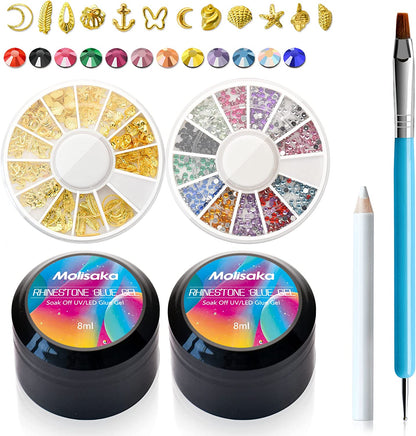 Molisaka Black Nail Art Rhinestones, Glass Flat Back Rhinestones for Nails Decorations, Bling Crystals Nail Gems for Nail Design, 3D Nail Jewels Set with Rhinestone Picker Tools (2320Pcs) Health & Beauty > Personal Care > Cosmetics > Cosmetic Tools > Nail Tools Molisaka Metallic  