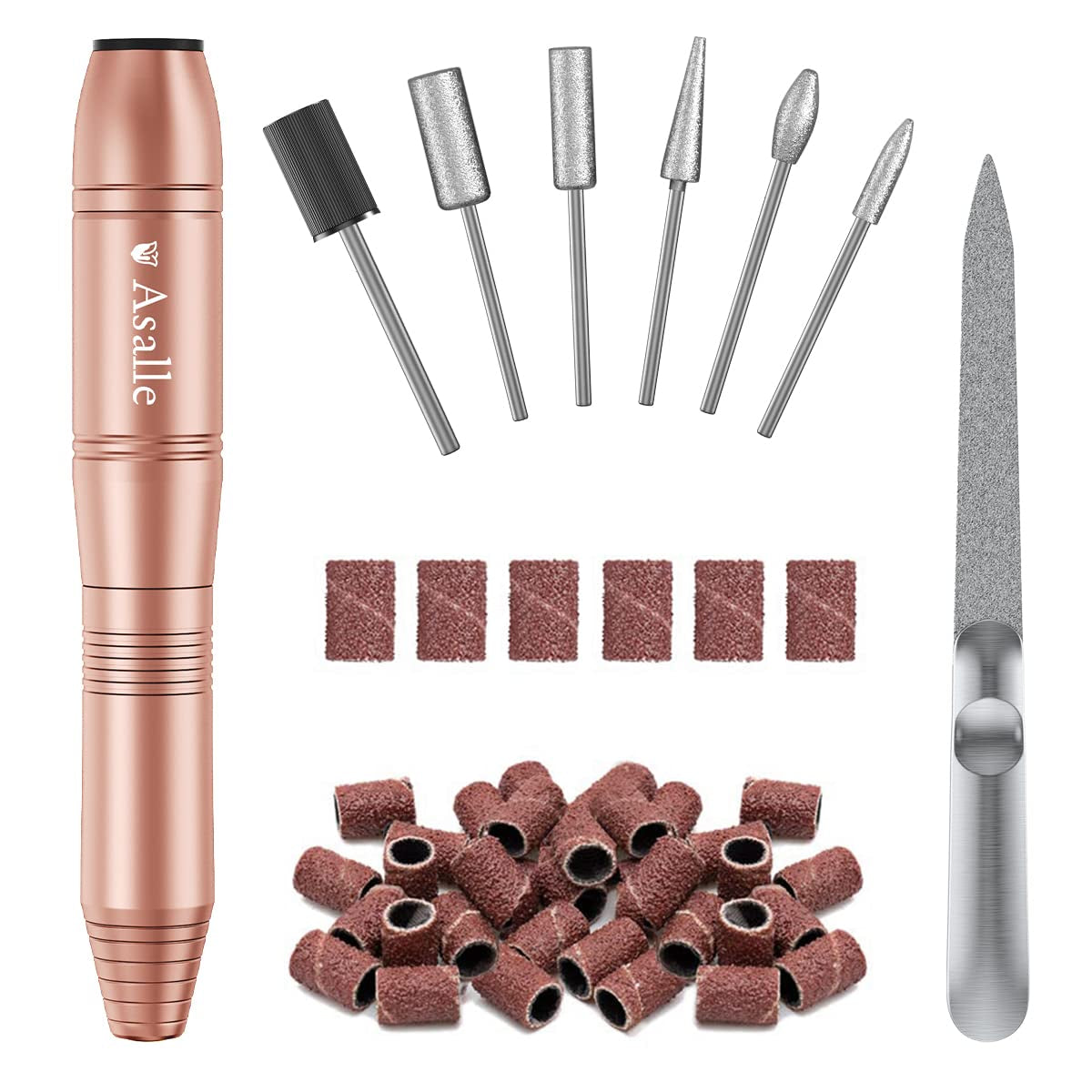 Electric Nail Drill, Professional Acrylic Dip Nail Drill Machine USB Electric Nail Filer Kit Efile Nail Tools for Manicure Pedicure with Drill Bits, Sanding Bands, Metal Nail File, Gold Health & Beauty > Personal Care > Cosmetics > Cosmetic Tools > Nail Tools Asalle Gold  