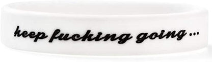 Jude Jewelers Medical Grade Silicone Keep Fucking Going Mantra Statement Inspirational Bangle Bracelet Apparel & Accessories > Jewelry > Bracelets Jude Jewelers White  