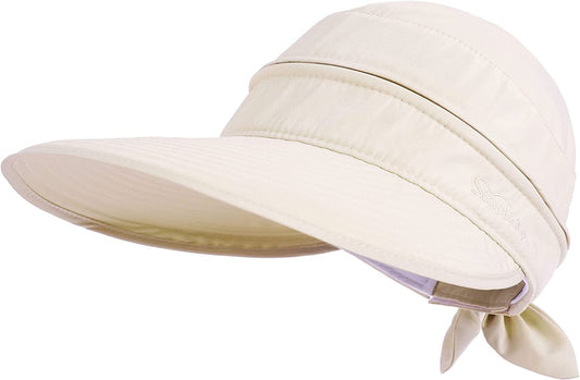 Simplicity Hats for Women UPF 50+ UV Sun Protective Convertible Beach Visor Hat Apparel & Accessories > Clothing Accessories > Hats Simplicity Beige One Size 