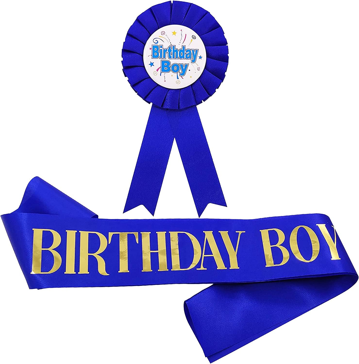 Birthday Gifts for Men,Boy Birthday King Sash Birthday Party Supplies and Decorations (Black-Silver） Apparel & Accessories > Clothing Accessories > Sashes MGJSRNH Blue  