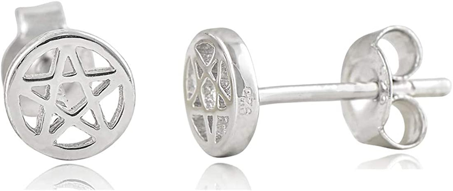 Silvercloseout 925 Sterling Silver Small Pentacle Star Studs Pentagram Stud Earrings for Women & Girls Apparel & Accessories > Jewelry > Earrings SILVERCLOSEOUT   