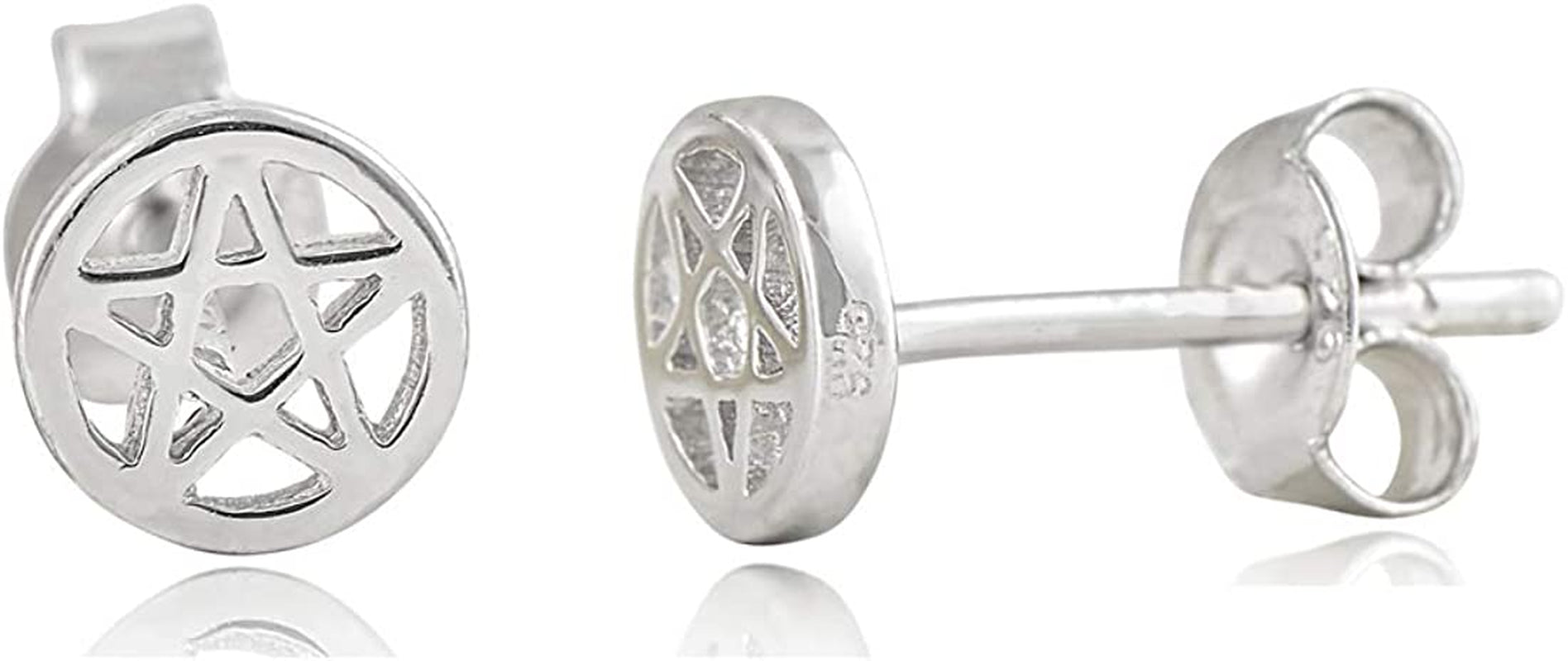 Silvercloseout 925 Sterling Silver Small Pentacle Star Studs Pentagram Stud Earrings for Women & Girls Apparel & Accessories > Jewelry > Earrings SILVERCLOSEOUT   