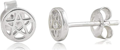 Silvercloseout 925 Sterling Silver Small Pentacle Star Studs Pentagram Stud Earrings for Women & Girls Apparel & Accessories > Jewelry > Earrings SILVERCLOSEOUT   