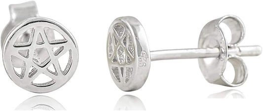 Silvercloseout 925 Sterling Silver Small Pentacle Star Studs Pentagram Stud Earrings for Women & Girls Apparel & Accessories > Jewelry > Earrings SILVERCLOSEOUT   