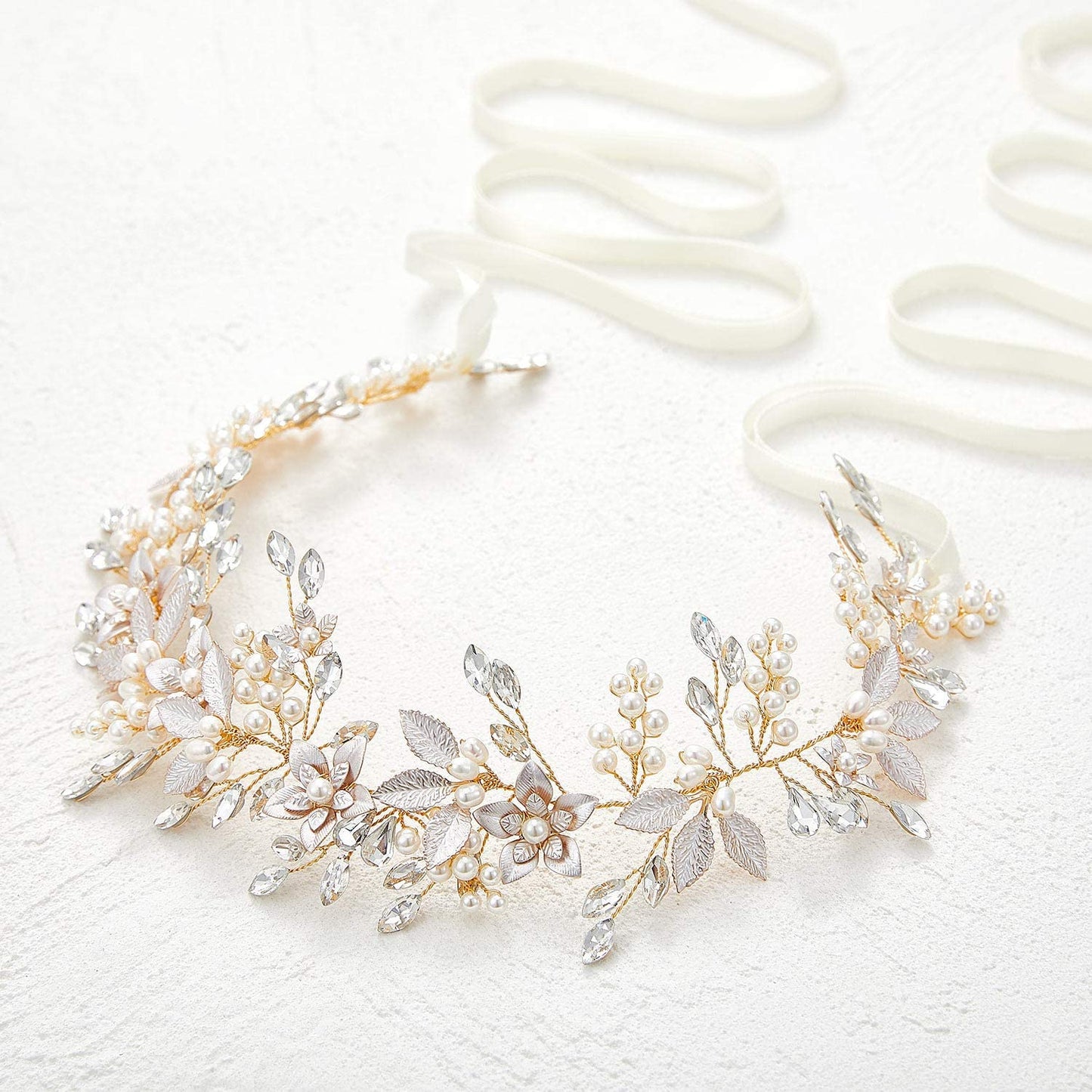 SWEETV Flower Bridal Belt Rhinestone Wedding Belt Evening Dress Sash Accessories for Bridesmaid Gown Apparel & Accessories > Clothing Accessories > Belts SWEETV   