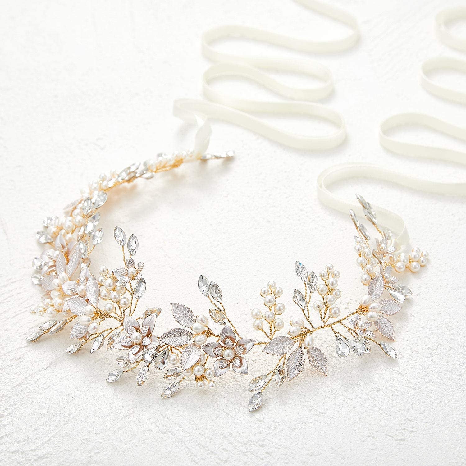 SWEETV Flower Bridal Belt Rhinestone Wedding Belt Evening Dress Sash Accessories for Bridesmaid Gown Apparel & Accessories > Clothing Accessories > Belts SWEETV   