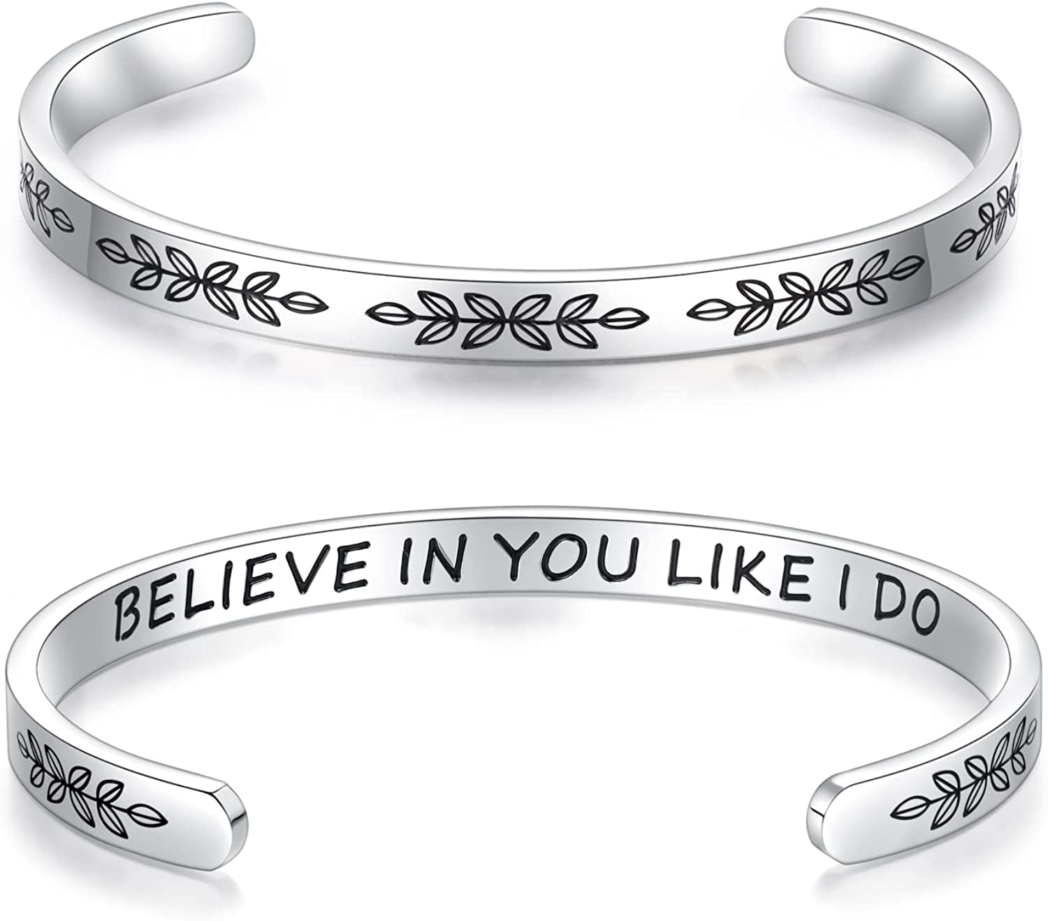 Aryahozel Motivational Cuff Bracelet for Women Girls, Personalized Jewelry Gifts for Her Daughter Mom Sister Niece Best Friends, Engraved Different Sayings Apparel & Accessories > Jewelry > Bracelets AryaHozel Women/girl Gift-Believe in you like I do  