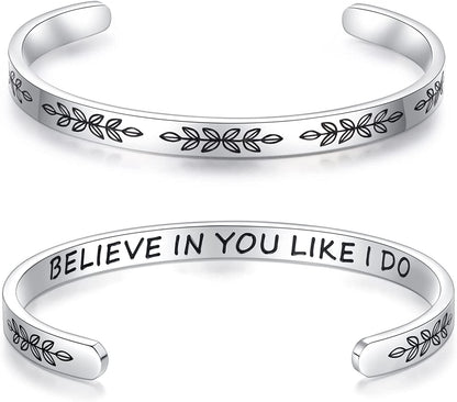 Aryahozel Motivational Cuff Bracelet for Women Girls, Personalized Jewelry Gifts for Her Daughter Mom Sister Niece Best Friends, Engraved Different Sayings Apparel & Accessories > Jewelry > Bracelets AryaHozel Women/girl Gift-Believe in you like I do  