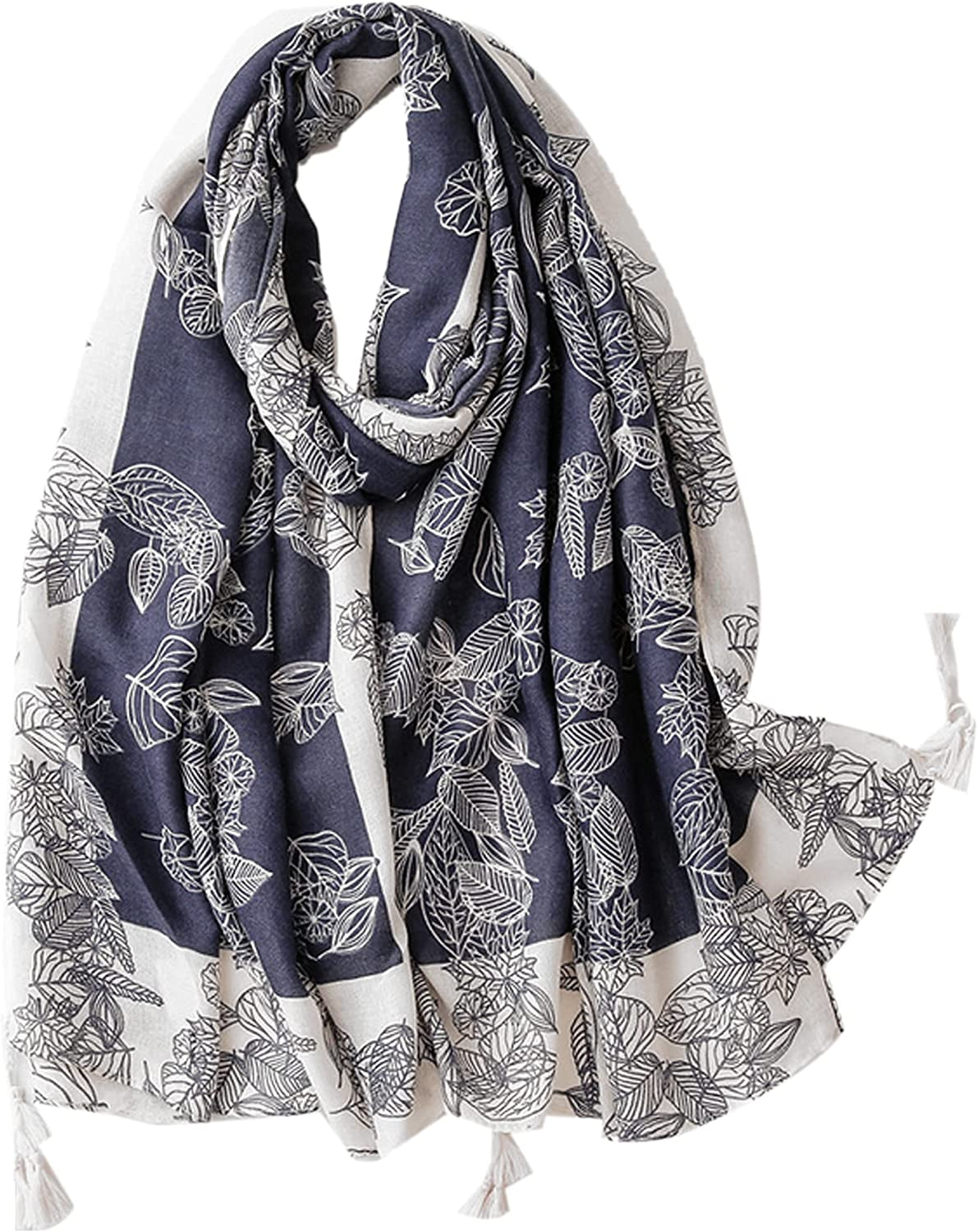 Van Caro Scarfs for Women Lightweight Floral Scarf Soft Long Fashion Scarves Sun-Proof Wrap Shawl Apparel & Accessories > Clothing Accessories > Scarves & Shawls Lobagve 6546 Ming Blue  
