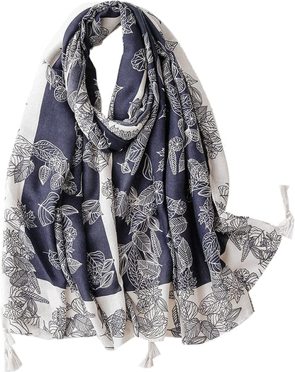Van Caro Scarfs for Women Lightweight Floral Scarf Soft Long Fashion Scarves Sun-Proof Wrap Shawl Apparel & Accessories > Clothing Accessories > Scarves & Shawls Lobagve 6546 Ming Blue  