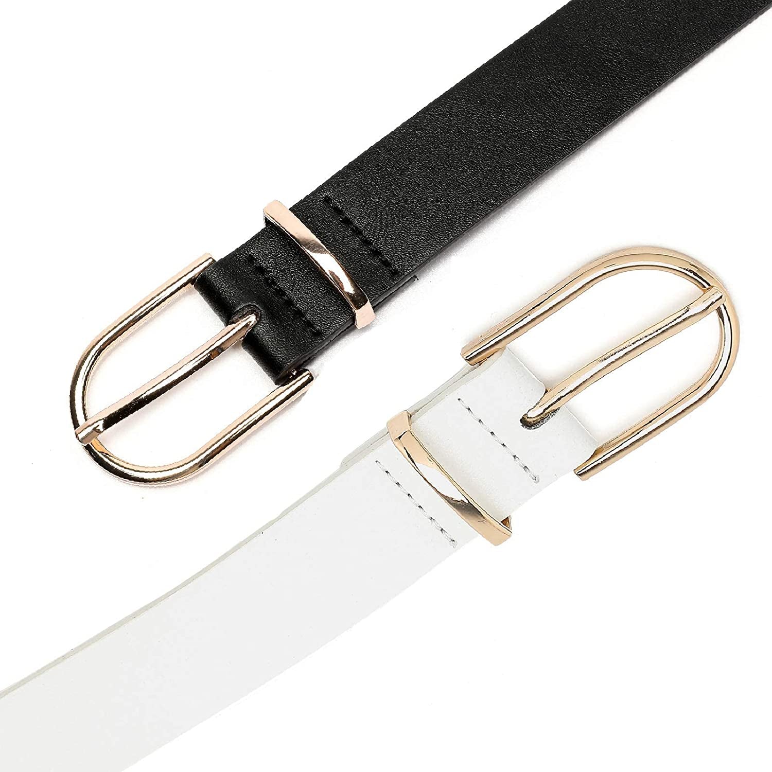 Earnda 2 Pack Brown Belt Women'S Chic Faux Leather Waist Belt for Jeans Apparel & Accessories > Clothing Accessories > Belts Earnda   
