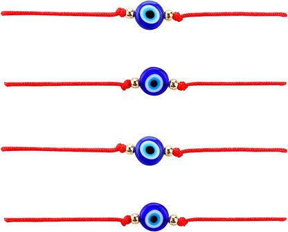 Hand Made 12Pcs Evil Eye Bracelets Pack Bulk Set Women Men Evil Eye Anklet Jewelry Protection Braclet Black Red String Boys&Girls Apparel & Accessories > Jewelry > Anklets SUMMER LOVE 4Pcs Red  