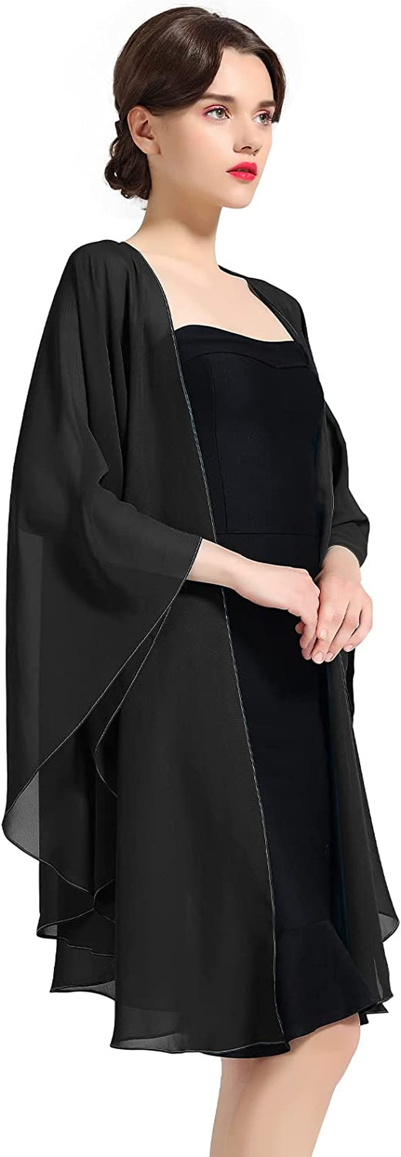 Shawl Wrap Chiffon Scarf for Women Evening Dresses Wedding Stole Black White Blue 25 Colors by BEAUTELICATE Apparel & Accessories > Clothing Accessories > Scarves & Shawls BEAUTELICATE Black  