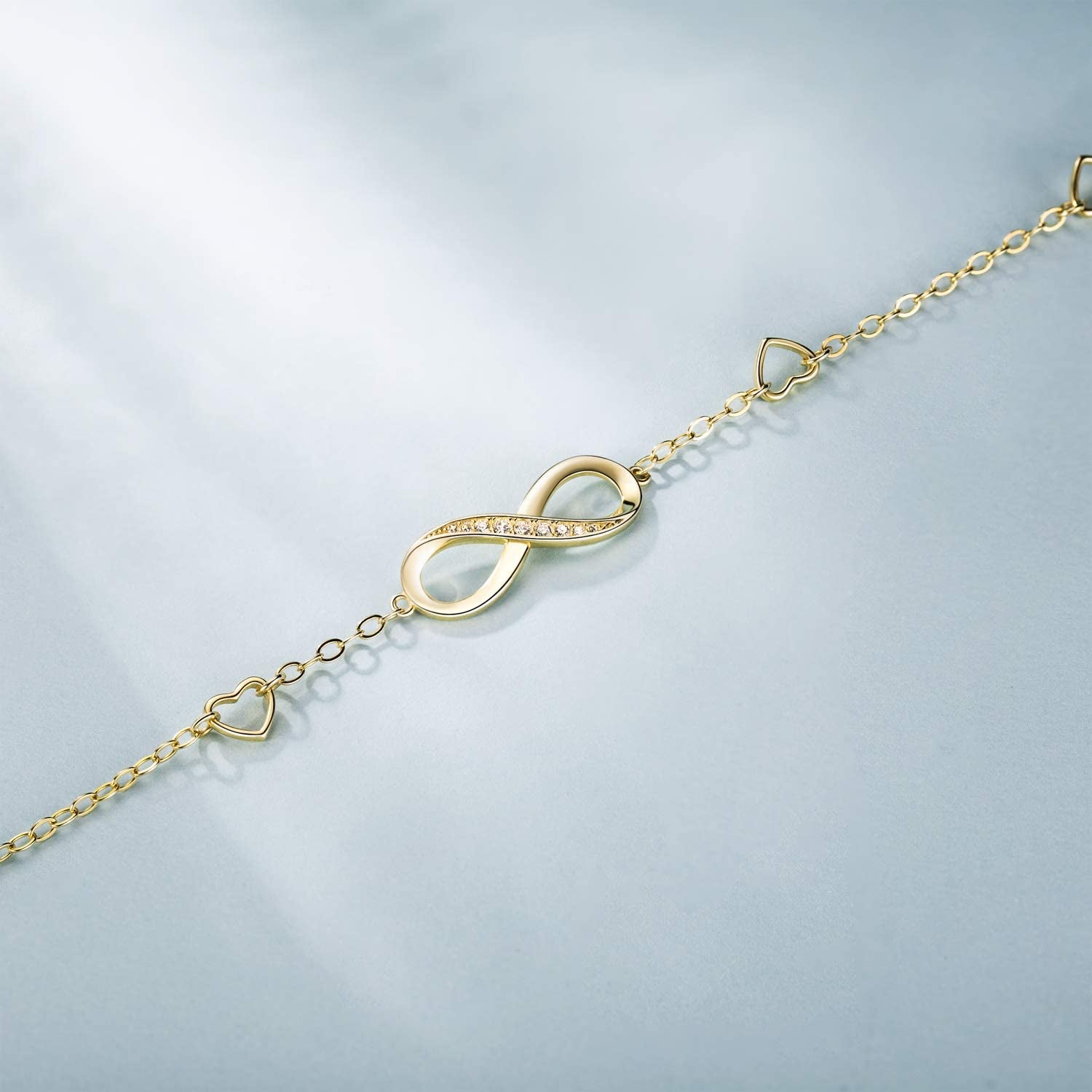 Billie Bijoux Womens 925 Sterling Silver Infinity Anklet Bracelet Endless Love Symbol Charm Adjustable Large Bracelet Mother'S Day Gift for Women Apparel & Accessories > Jewelry > Anklets Billie Bijoux   