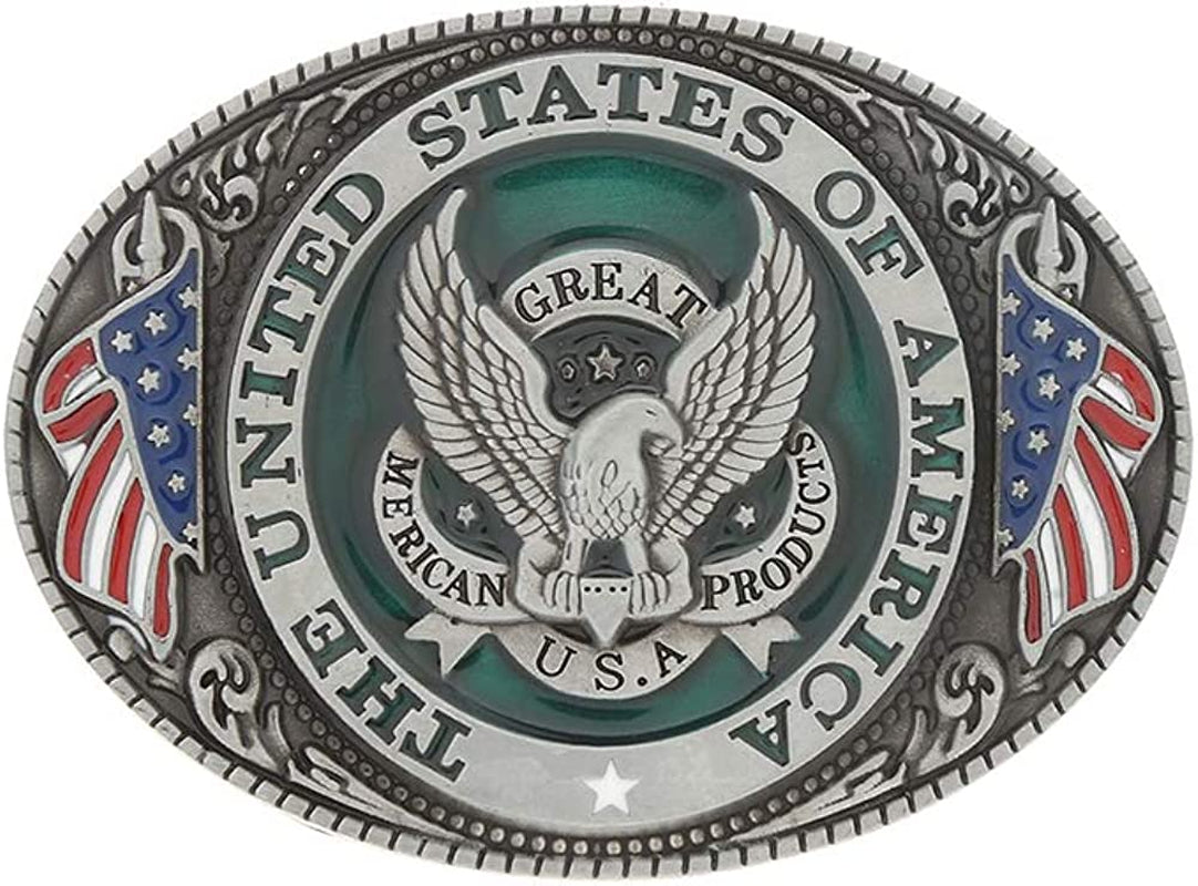 KDG Western Cowboy Belt Buckle for Belt Accessories Custom Buckle Apparel & Accessories > Clothing Accessories > Belt Buckles KDG A-green American Power Eagle  