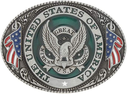 KDG Western Cowboy Belt Buckle for Belt Accessories Custom Buckle Apparel & Accessories > Clothing Accessories > Belt Buckles KDG A-green American Power Eagle  