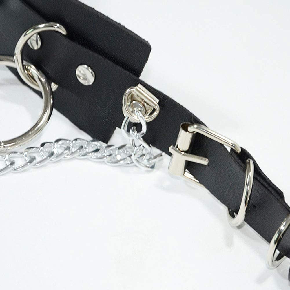 Mjartoria Punk Waist Chain Belt Faux Leather Body Chains Body Jewelry Accessories Gothic Waist Jewelry for Women and Girls (Black) Apparel & Accessories > Jewelry > Body Jewelry MJartoria   