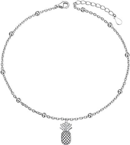 DAOCHONG Anklet for Women S925 Sterling Silver Adjustable Foot Chain Ankle Bracelet Anklets Jewelry Apparel & Accessories > Jewelry > Anklets harmonyball jewelry 06_Pineapple  
