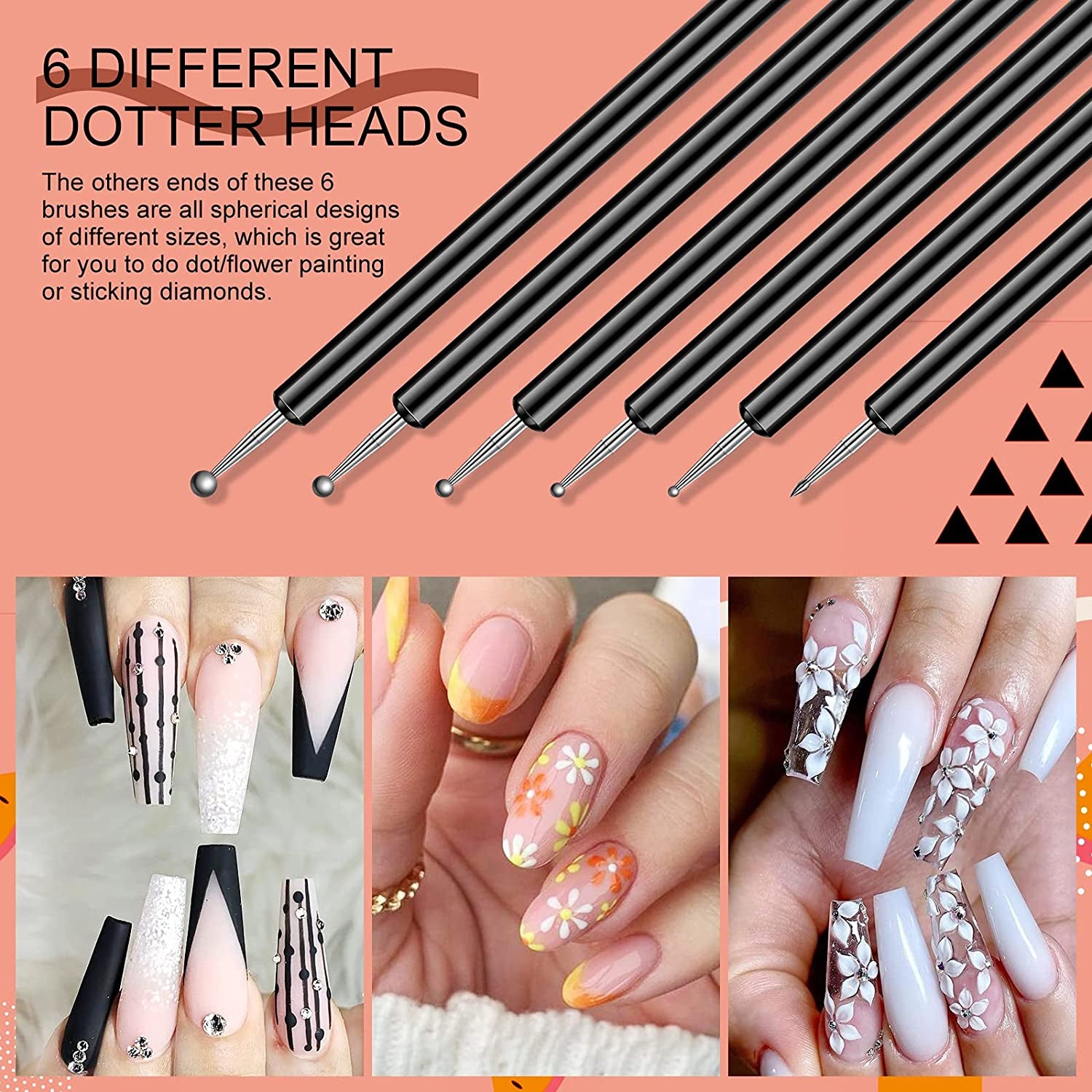 Saviland Nail Art Brushes Set - 6Pcs Double-End Nail Art Brushes Kit Professional Nail Art Tools Kit with Painting Dotting Line Pen for Gel Polish Nail Design Nail Carving French Nails Health & Beauty > Personal Care > Cosmetics > Cosmetic Tools > Nail Tools SAVILAND   