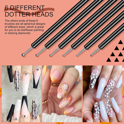 Saviland Nail Art Brushes Set - 6Pcs Double-End Nail Art Brushes Kit Professional Nail Art Tools Kit with Painting Dotting Line Pen for Gel Polish Nail Design Nail Carving French Nails Health & Beauty > Personal Care > Cosmetics > Cosmetic Tools > Nail Tools SAVILAND   