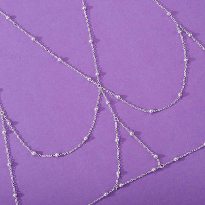 Kakaco Beaded Layered Chest Chain Beach Bikini Body Chains Silver Vest Harness Body Jewelry for Women and Girls Apparel & Accessories > Jewelry > Body Jewelry Kakaco   