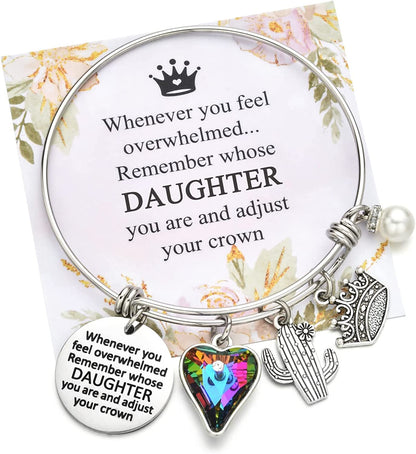 Inspirational Charm Bracelets Gifts for Aunt Mom Godmother Grandma Niece Sister Goddaughter Daughter Granddaughter Best Friend, Birthday Bangle Jewelry Gifts for Women and Teen Girls Apparel & Accessories > Jewelry > Bracelets Miss Pink Daughter  