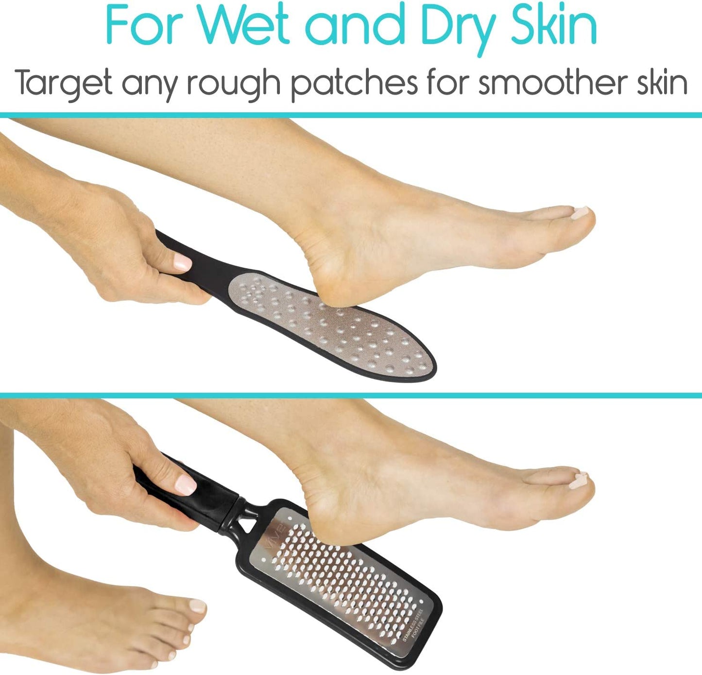 Vive Foot File (3 Pack) - Callus Remover Pedicure Tool Kit for Men, Women Care - Dead Skin Heel Scrub Shaver and Rough Patch Eliminator Remover for Dry and Wet Toe and Feet Peel - Rasp Scrubber Blade Health & Beauty > Personal Care > Foot Care Vive   