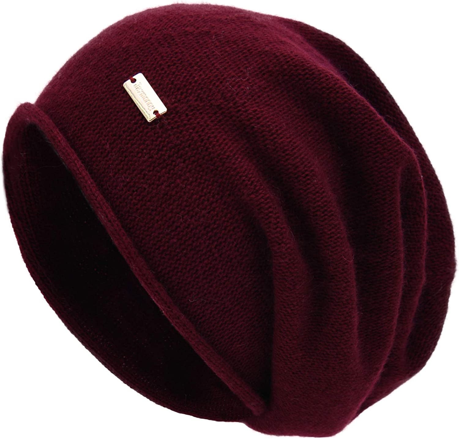 Jaxmonoy Cashmere Slouchy Knit Beanie Hat for Women Winter Soft Warm Ladies Wool Knitted Skull Beanies Cap Apparel & Accessories > Clothing Accessories > Hats jaxmonoy Wine Red  