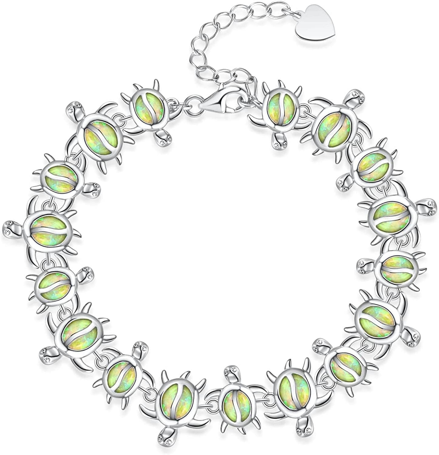 Cinily Adjustable Fire Opal Bracelets for Women Girls White Gold/Rose Gold Plated Gemstone Bracelet Opal Jewelry Gifts Apparel & Accessories > Jewelry > Bracelets Shenzhen Xi En Jewelry co.,ltd d.Tennis Turtle-Green  