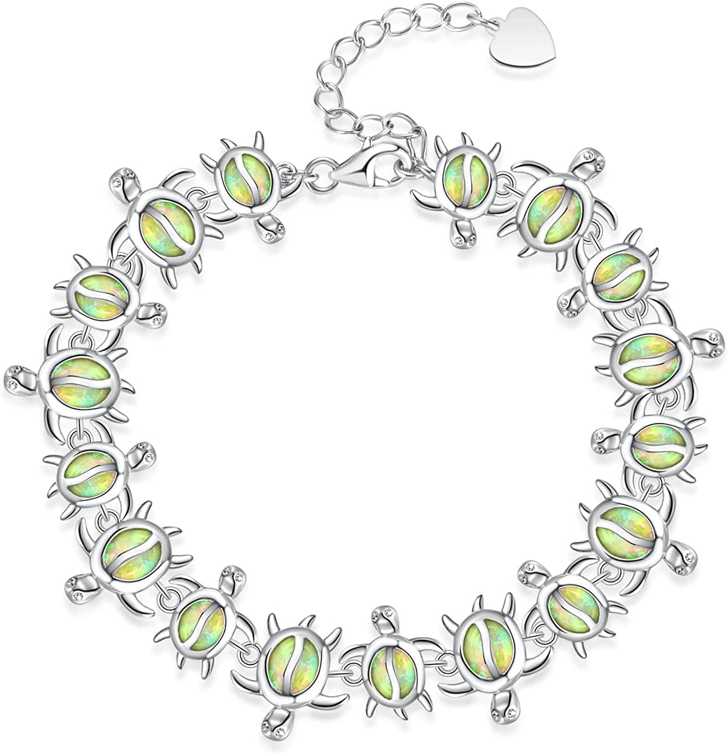 Cinily Adjustable Fire Opal Bracelets for Women Girls White Gold/Rose Gold Plated Gemstone Bracelet Opal Jewelry Gifts Apparel & Accessories > Jewelry > Bracelets Shenzhen Xi En Jewelry co.,ltd d.Tennis Turtle-Green  