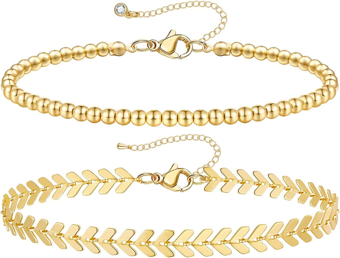Kissyan Gold Layered Ankle Bracelets for Women, Dainty 14K Gold Plated Layering Anklets Set Adjustable Fashion Cuban Link Snake Tennis Chain Ankles Summer Beach Foot Jewelry Gifts for Women Girls Apparel & Accessories > Jewelry > Anklets KissYan F-Gold  