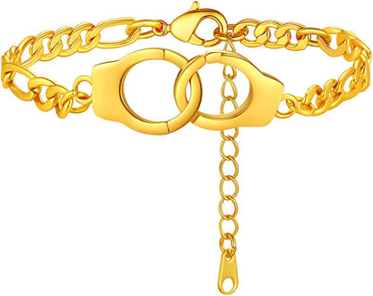 Findchic Handcuff Ankle Bracelets for Women Stainless Steel/18K Gold Plated Ankle Chain Punk Jewelry Apparel & Accessories > Jewelry > Anklets FindChic 1.handcuff & gold plated  