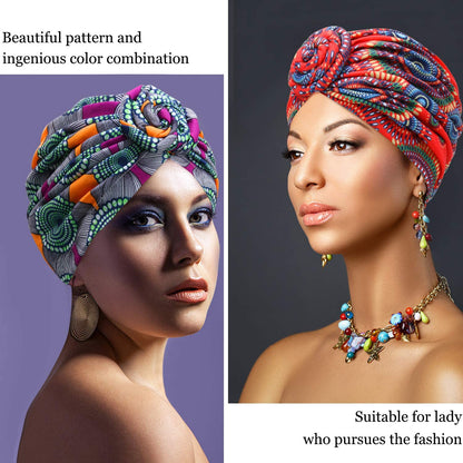 SATINIOR 6 Pieces Women African Turban Flower Knot Pre-Tied Bonnet Beanie Cap Headwrap Apparel & Accessories > Clothing Accessories > Bandanas & Headties SATINIOR   