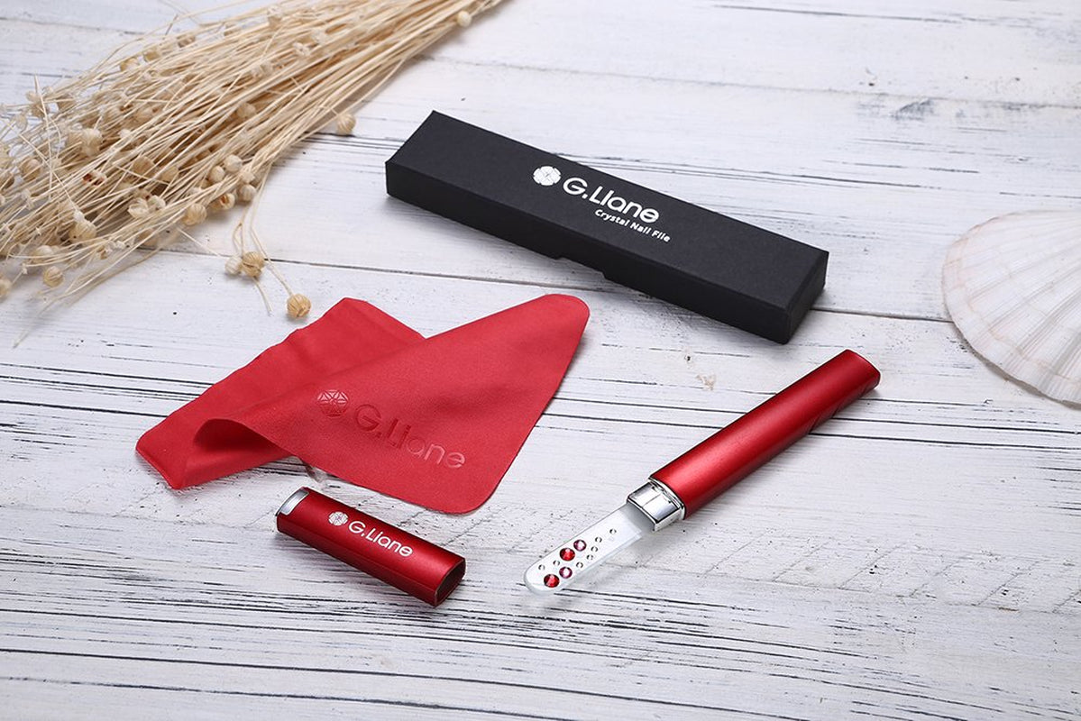 Crystal Nail File with Austria Crystals – G.Liane Professional Nail File in Case Manicure Pedicure Kit for Natural Nails Acrylic Nails Gels Nails Manicure Tools for Home and Salon (Red Bubble) Health & Beauty > Personal Care > Cosmetics > Cosmetic Tools > Nail Tools G.Liane   