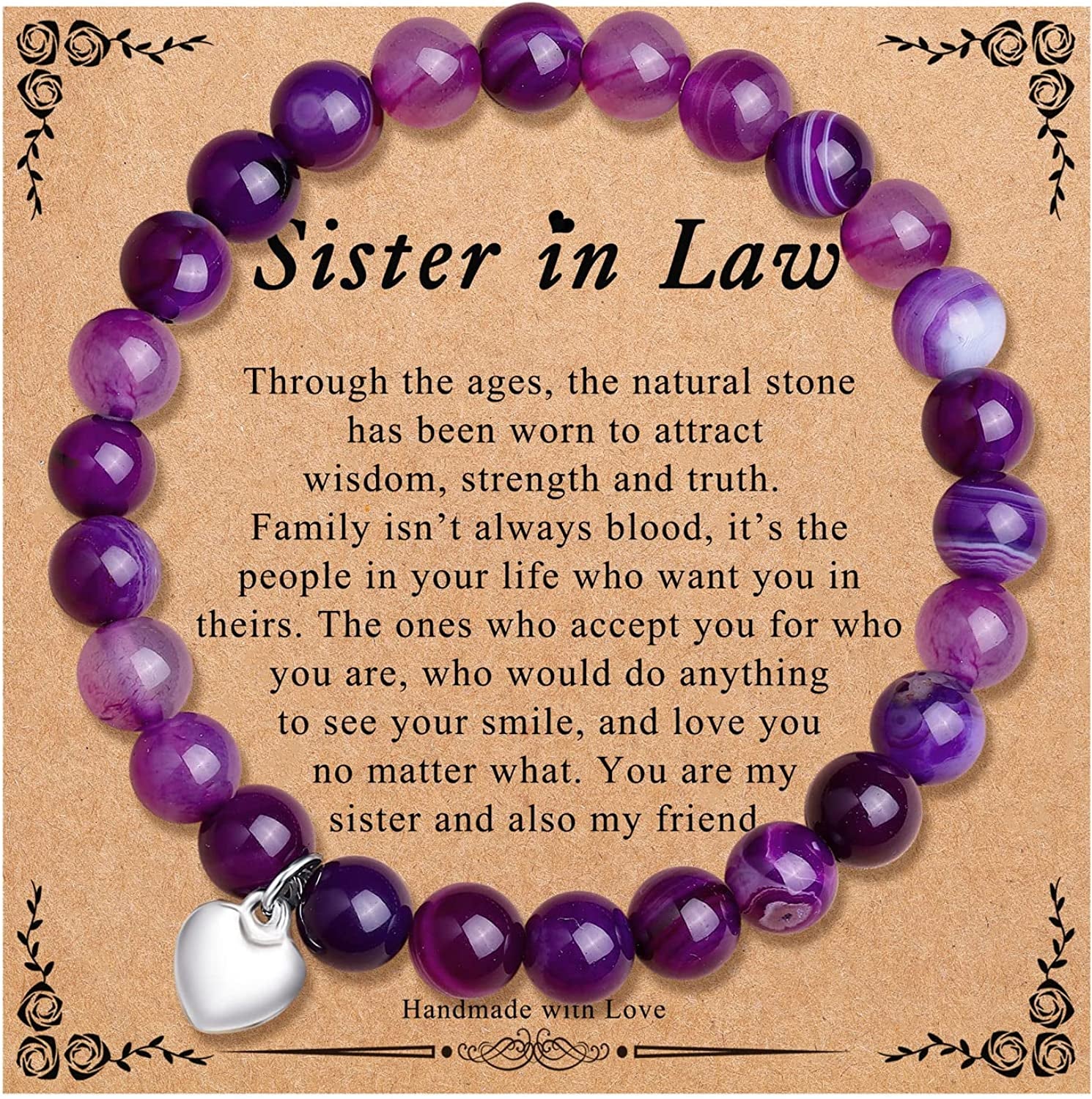 UNGENT THEM Sister/Sister in Law/Unbiological Sister/Big Sister/Best Friend/Friendship Bracelets for Women Birthday Christmas Valentine'S Day Gifts Apparel & Accessories > Jewelry > Bracelets UNGENT THEM Sister in Law-Purple  
