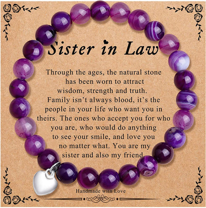 UNGENT THEM Sister/Sister in Law/Unbiological Sister/Big Sister/Best Friend/Friendship Bracelets for Women Birthday Christmas Valentine'S Day Gifts Apparel & Accessories > Jewelry > Bracelets UNGENT THEM Sister in Law-Purple  