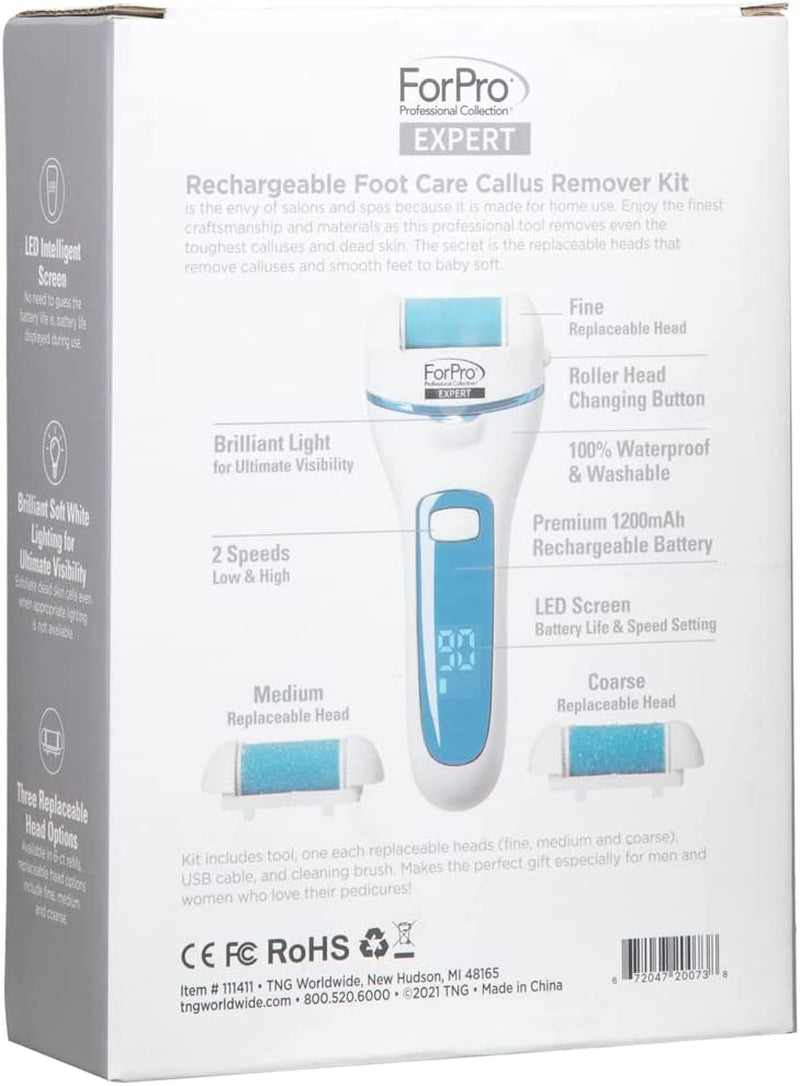 Forpro Expert Rechargeable Foot Care Callus Remover Kit, Electric Callus Remover for Feet, Portable Pedicure Tool with 3 Replaceable Heads Health & Beauty > Personal Care > Foot Care ForPro Professional Collection   