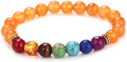 Healing Crystals Bracelet Natural Gemstones Beads Bracelet Elastic Natural Stone Yoga Beads Bracelet Apparel & Accessories > Jewelry > Bracelets Generic Orange  