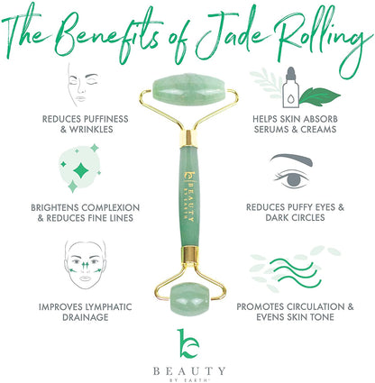 Jade Roller for Face - Skin Care Tools Used with Beauty Products, Jade Face Roller for Face, Small Eye Roller for Puffy Eyes, Face Massager for Women Face Care, Facial Roller Self Care Gifts for Women Health & Beauty > Personal Care > Cosmetics > Cosmetic Tools > Skin Care Tools Beauty by Earth   