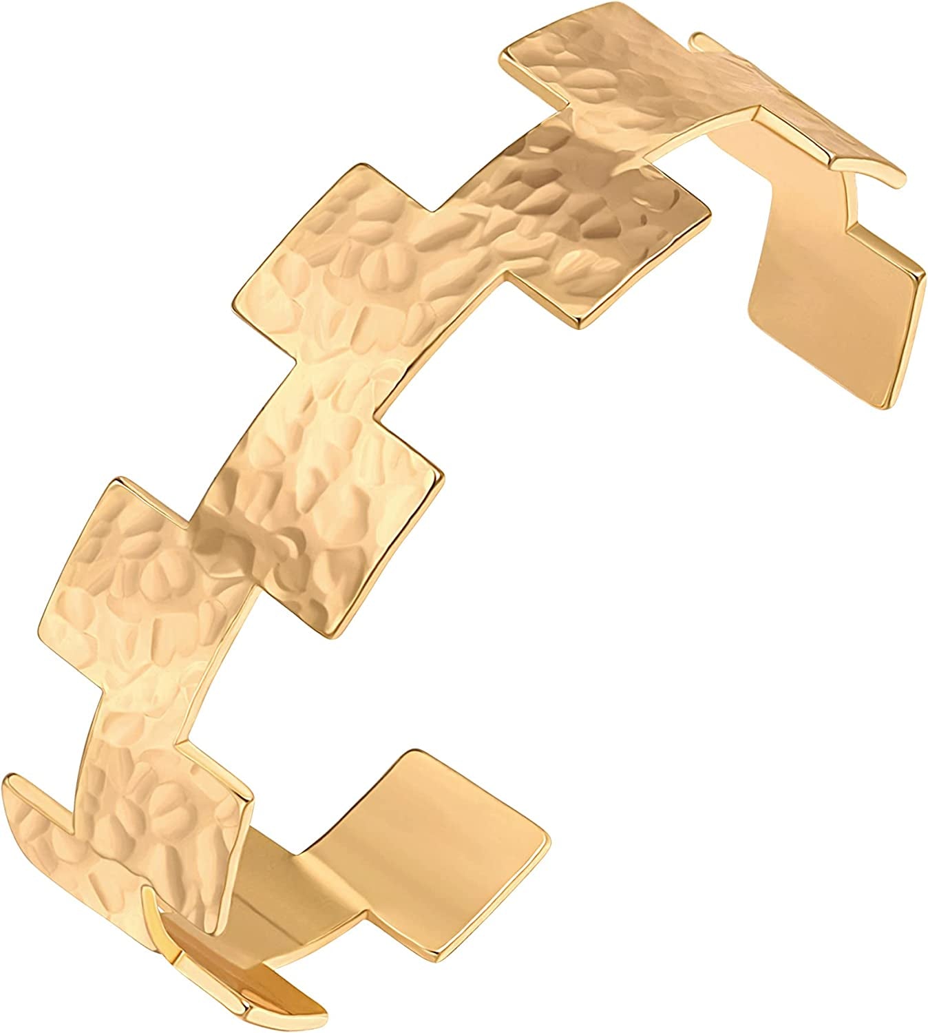 Dainty Gold Bar Bracelet for Women Simple Delicate Thin Cuff Bangle Hook Bracelet 18K Gold Plated Handmade Minimalist Jewelry Apparel & Accessories > Jewelry > Bracelets Annie 8.Square  