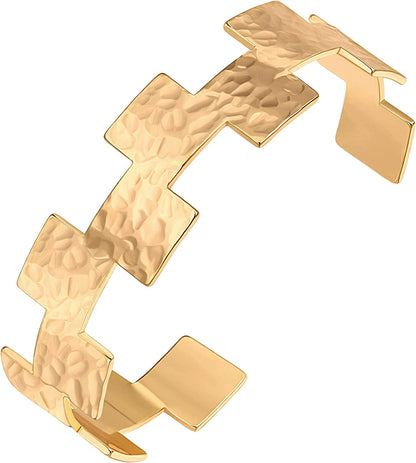 Dainty Gold Bar Bracelet for Women Simple Delicate Thin Cuff Bangle Hook Bracelet 18K Gold Plated Handmade Minimalist Jewelry Apparel & Accessories > Jewelry > Bracelets Annie 8.Square  