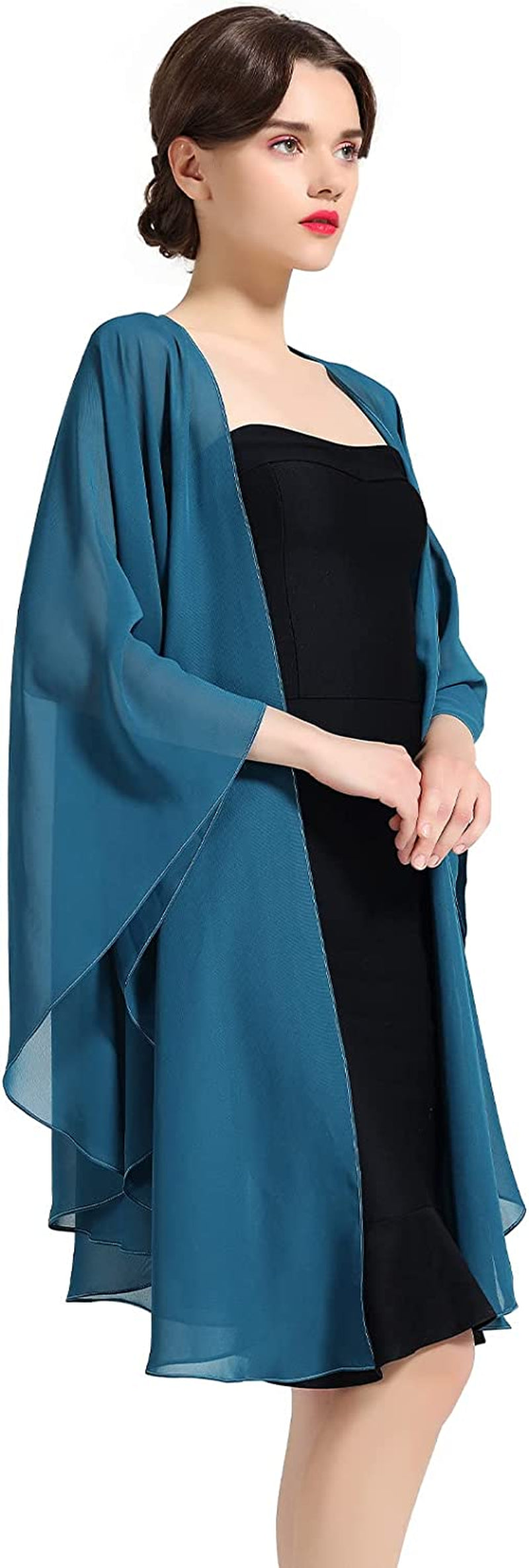 Shawl Wrap Chiffon Scarf for Women Evening Dresses Wedding Stole Black White Blue 25 Colors by BEAUTELICATE Apparel & Accessories > Clothing Accessories > Scarves & Shawls BEAUTELICATE Teal Blue  