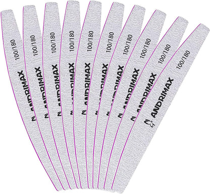 Nail File 100 180 Grits Nail Files for Acrylic Nails, 10 PCS Reusable Double Sided Emery Board Manicure Tools for Poly Nail Extension Gel and Nail Styling Tools for Home and Salon Health & Beauty > Personal Care > Cosmetics > Cosmetic Tools > Nail Tools SUTYPRIS Gray  