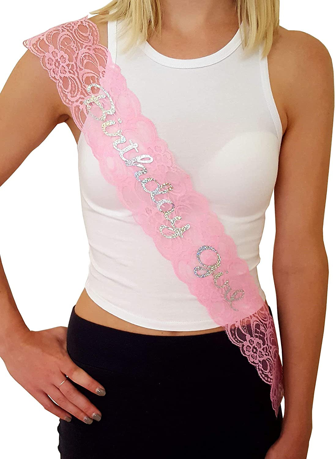 Birthday Girl Lace Sash - Great for Sweet 16, 18Th, 21St, 30Th, 40Th Birthday Parties Apparel & Accessories > Clothing Accessories > Sashes Girlz Nights Pink  