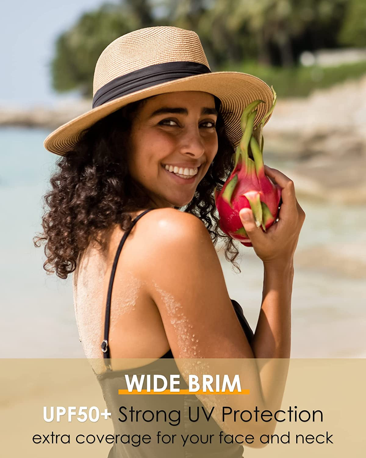 FURTALK Panama Hat Sun Hats for Women Men Wide Brim Fedora Straw Beach Hat UV UPF 50 Apparel & Accessories > Clothing Accessories > Hats KYLIE MAX   