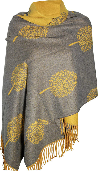 Tibet MUERD GREY LUXURY Cashmere Scarf Mulberry Tree Print Reversible Super Soft Winter Shawl Unisex TRENDY TREE PRINT SCARF Xmas Gift for Him HER Everyone,Green Apparel & Accessories > Clothing Accessories > Scarves & Shawls Tibet   