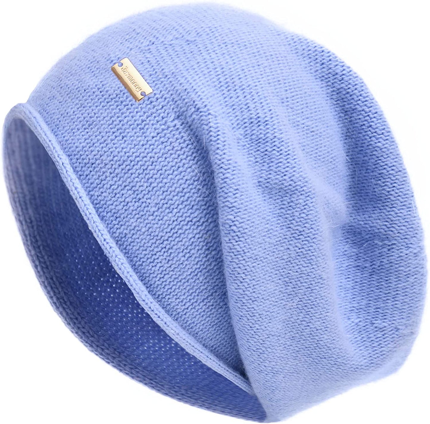 Jaxmonoy Cashmere Slouchy Knit Beanie Hat for Women Winter Soft Warm Ladies Wool Knitted Skull Beanies Cap Apparel & Accessories > Clothing Accessories > Hats jaxmonoy Azure  